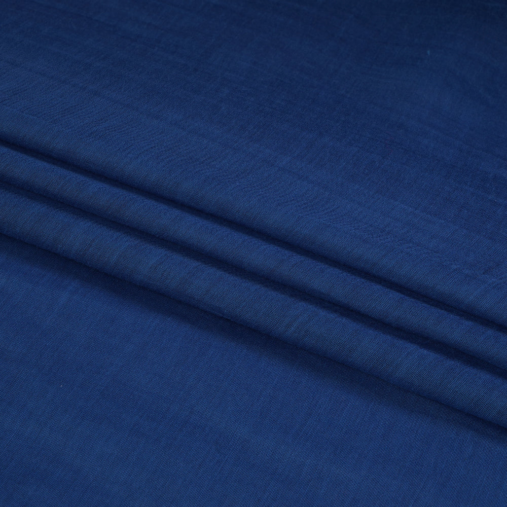(Pre Cut 1.75 Mtr Piece) Blue Color Yarn Dyed Pure Chanderi Fabric