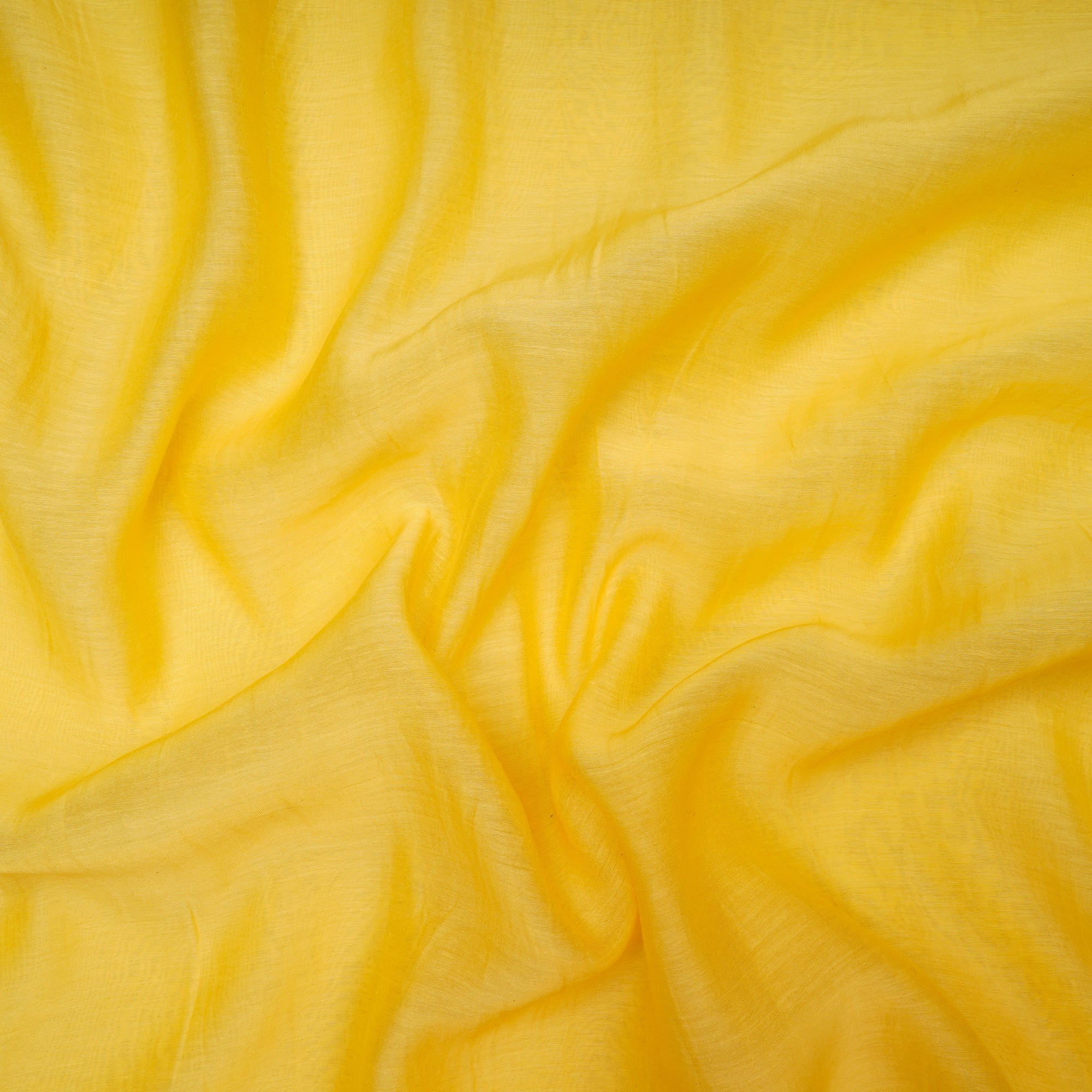 (Pre Cut 1.95 Mtr )Yellow Pure Fine Silk Cotton Fabric