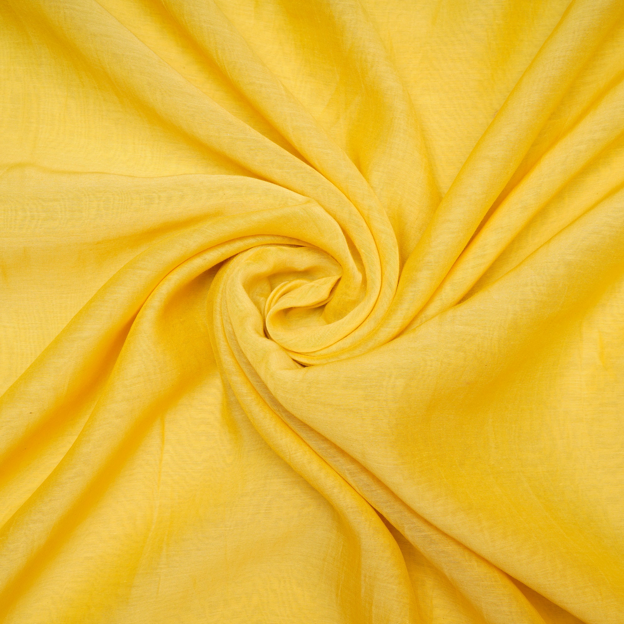 (Pre Cut 1.95 Mtr )Yellow Pure Fine Silk Cotton Fabric