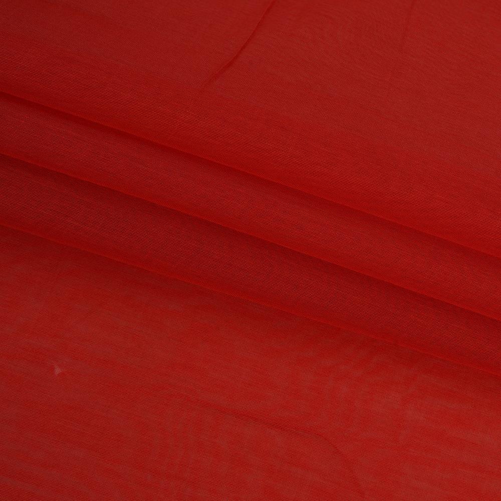 (Pre Cut 2 Mtr Piece)Red Color Yarn Dyed Pure Chanderi Fabric