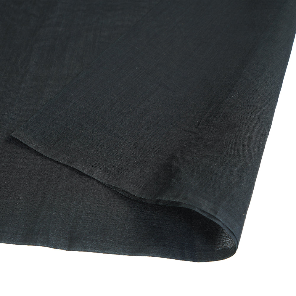 (Pre Cut 2.20 Mtr Piece) Black Color Yarn Dyed Pure Chanderi Fabric