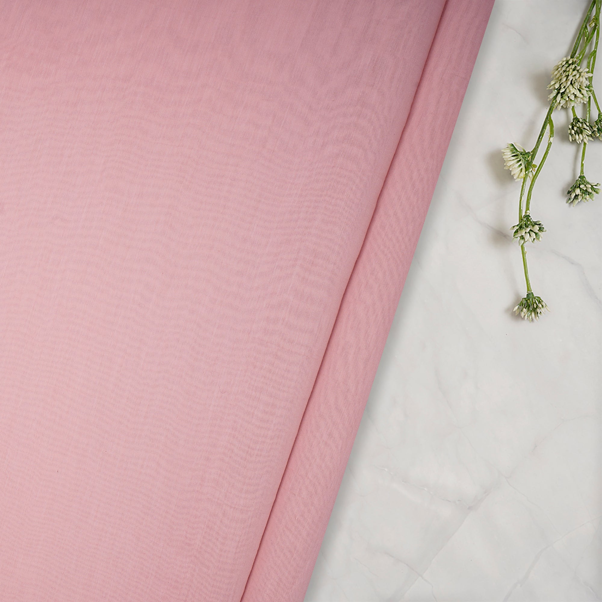 (Pre-Cut 2.20 Mtr) Baby Pink Color Pure Silk Cotton Fabric