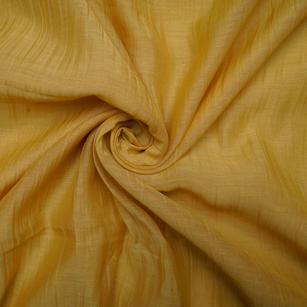 (Pre-Cut 2.50 Mtr) Yellow Color Pure Chanderi Fabric