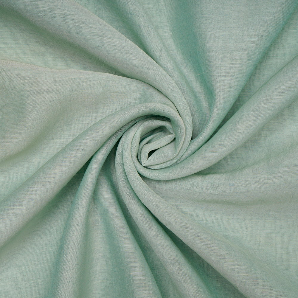 (Pre-Cut 2.80 Mtr) Sea Green Color Pure Chanderi Fabric