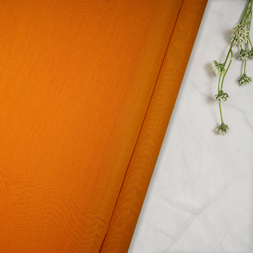 (Pre-Cut 3.15 Mtr) Mustard Color Pure Chanderi Fabric