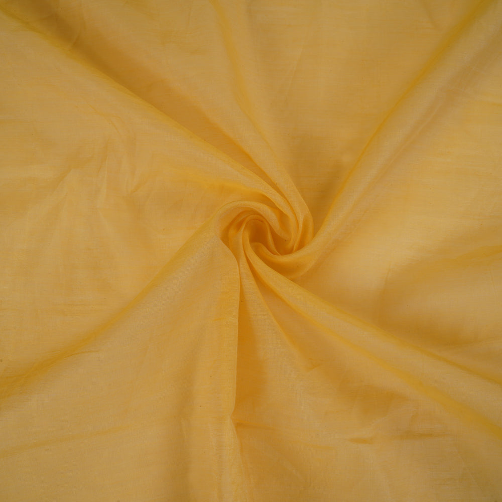 (Pre Cut 3.90 Mtr Piece) Yellow Color Yarn Dyed Fine Chanderi Fabric
