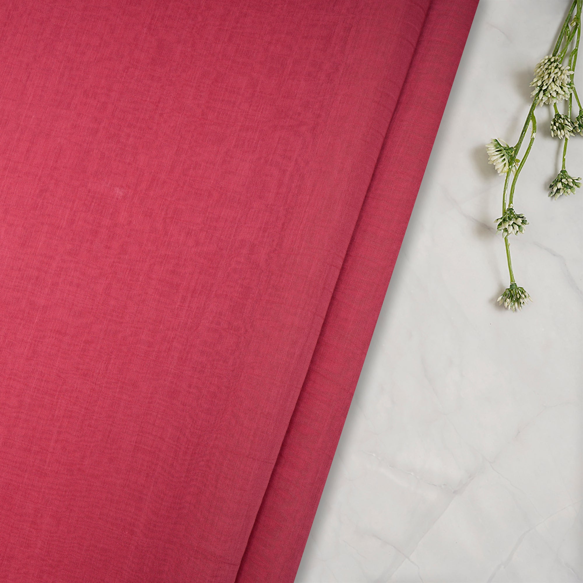 (Pre-Cut 3.90 Mtr) Red Color Pure Silk Cotton Fabric