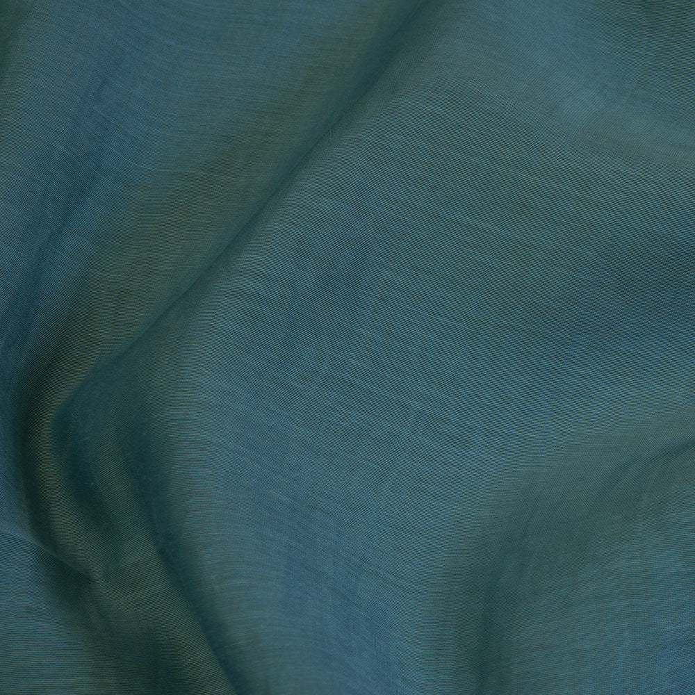 (Pre Cut 4.50 Mtr Piece) Blue Color Yarn Dyed Pure Chanderi Fabric