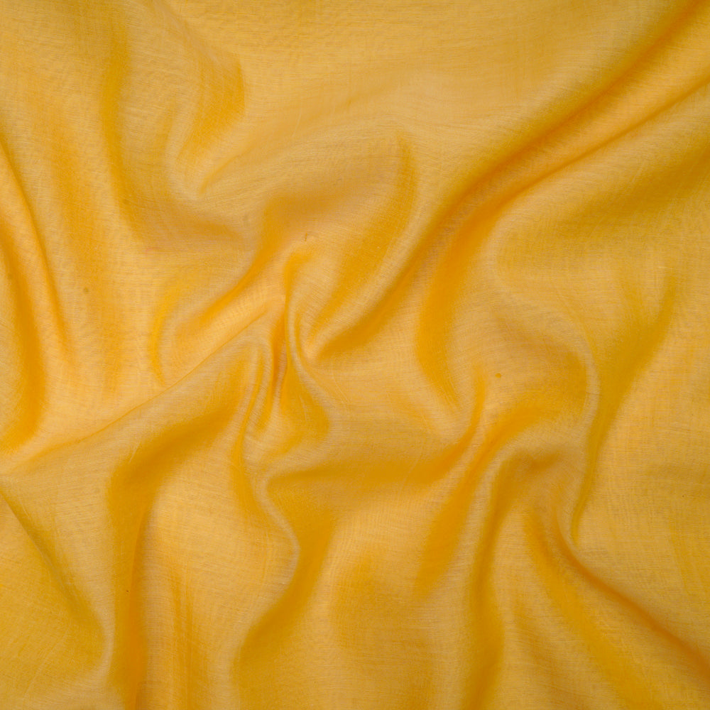 (Pre-Cut 5.00 Mtr) Yellow Color Pure Chanderi Fabric