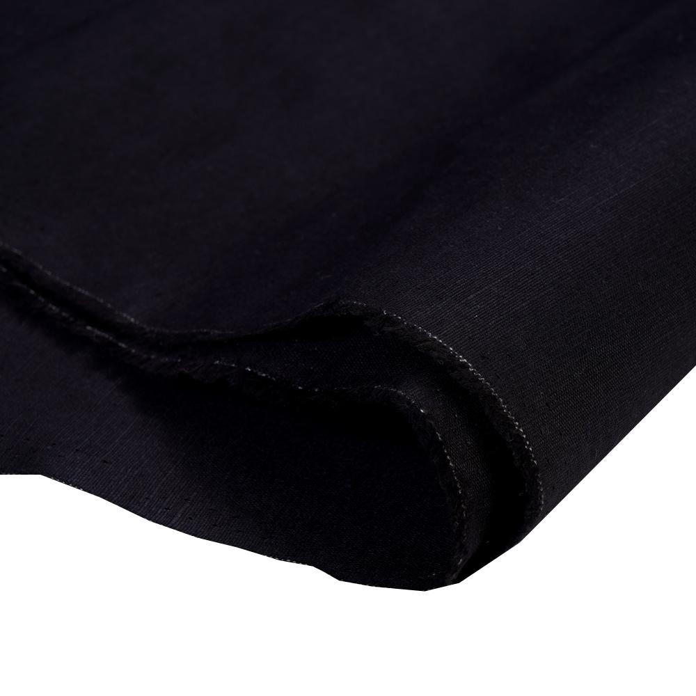 (Pre Cut 1.20 Mtr Piece) Black Color Cotton Flax Fabric