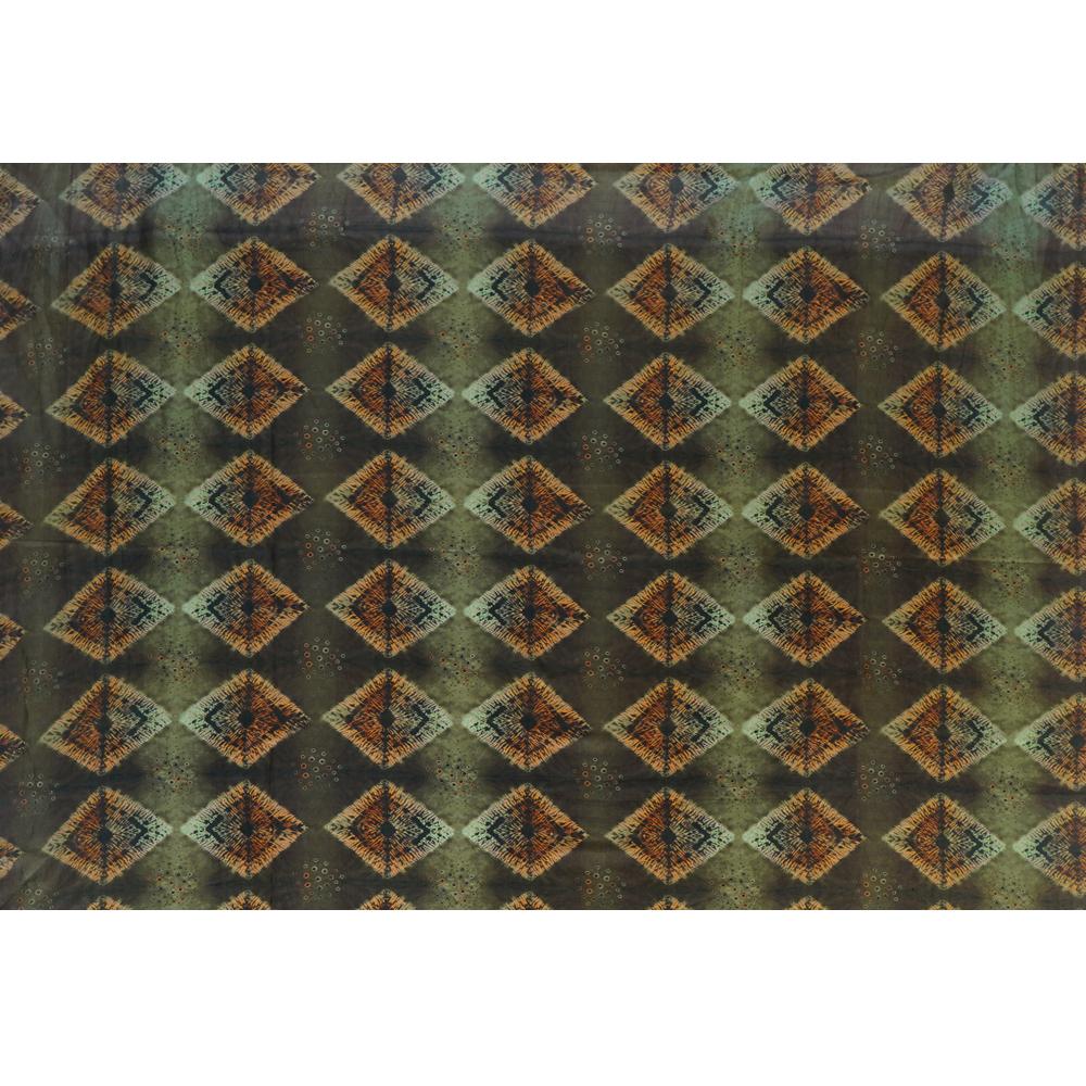(Pre Cut 1 Mtr Piece) Seaweed Green Color Digital Printed Banglore Silk Fabric