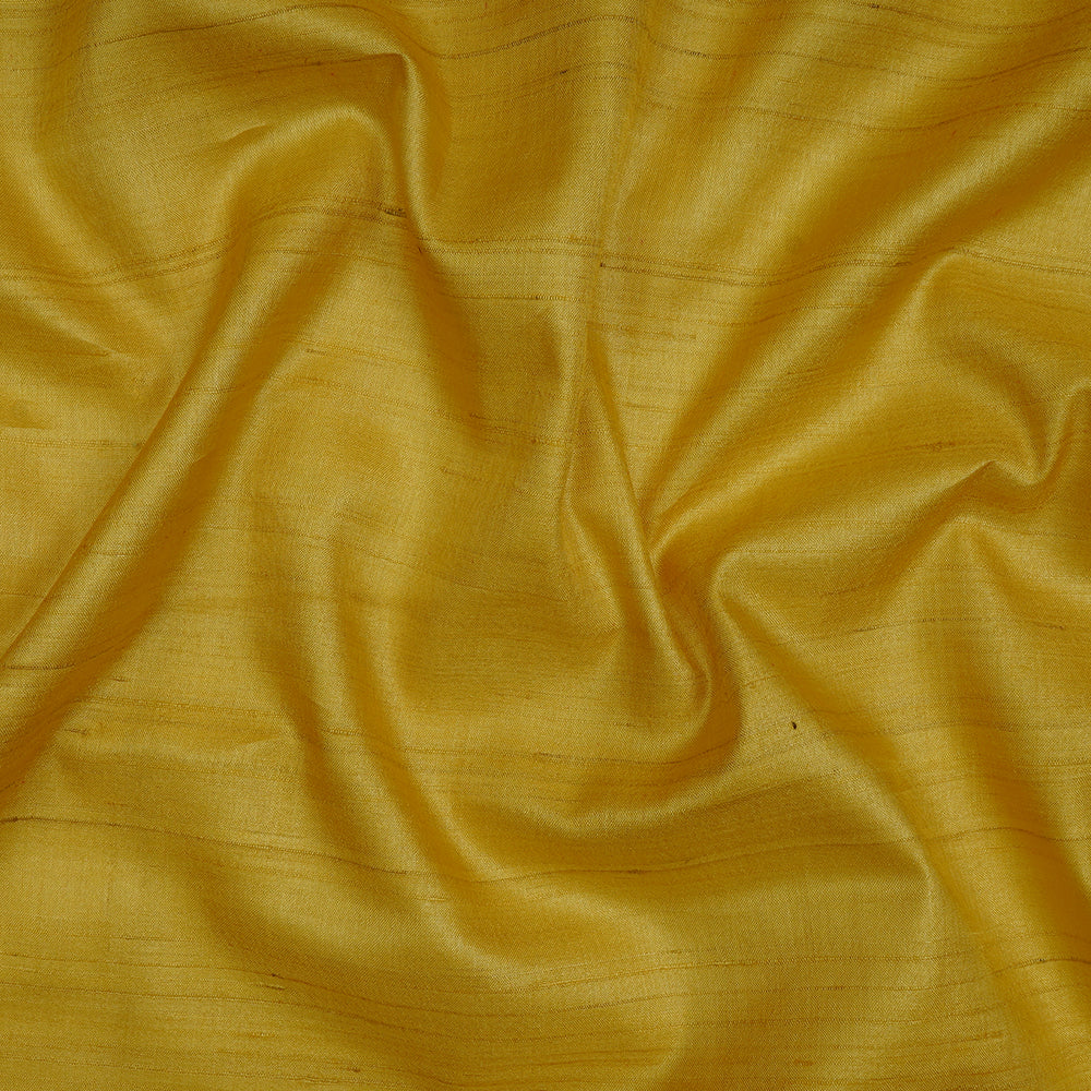 (Pre-Cut 1.55 Mtr ) Yellow Color Tussar Silk Fabric