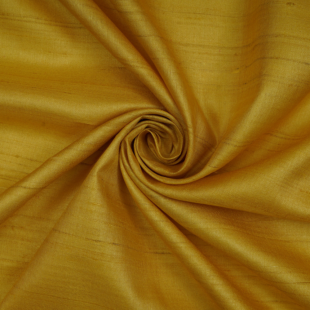 (Pre-Cut 1.55 Mtr ) Yellow Color Tussar Silk Fabric