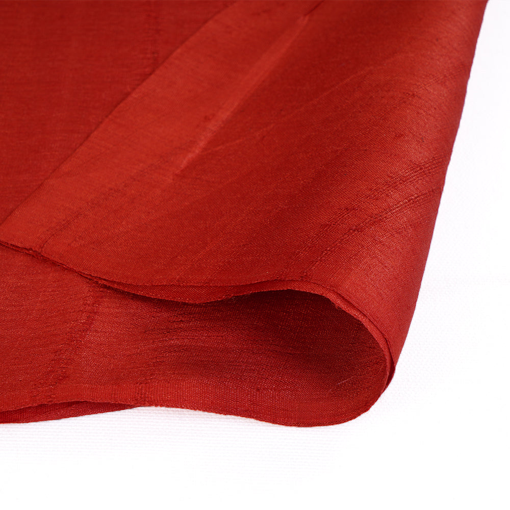 (Pre Cut 1.70 Mtr Piece) Red Color Tussar Silk Fabric