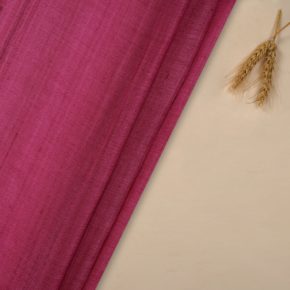 (Pre-Cut 1.95 Mtr ) Raspberry Pink Tussar Silk Fabric