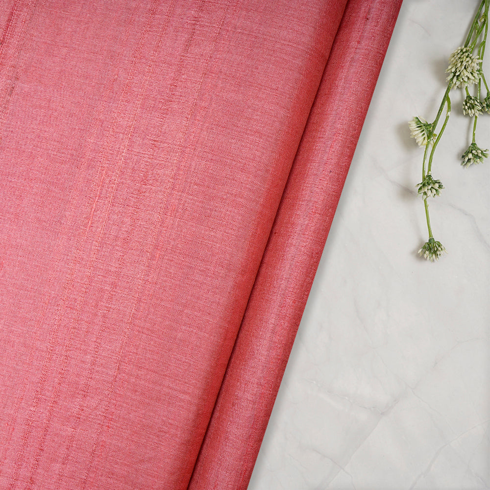 (Pre-Cut 2.40 Mtr) Pink Color Tussar Silk Fabric