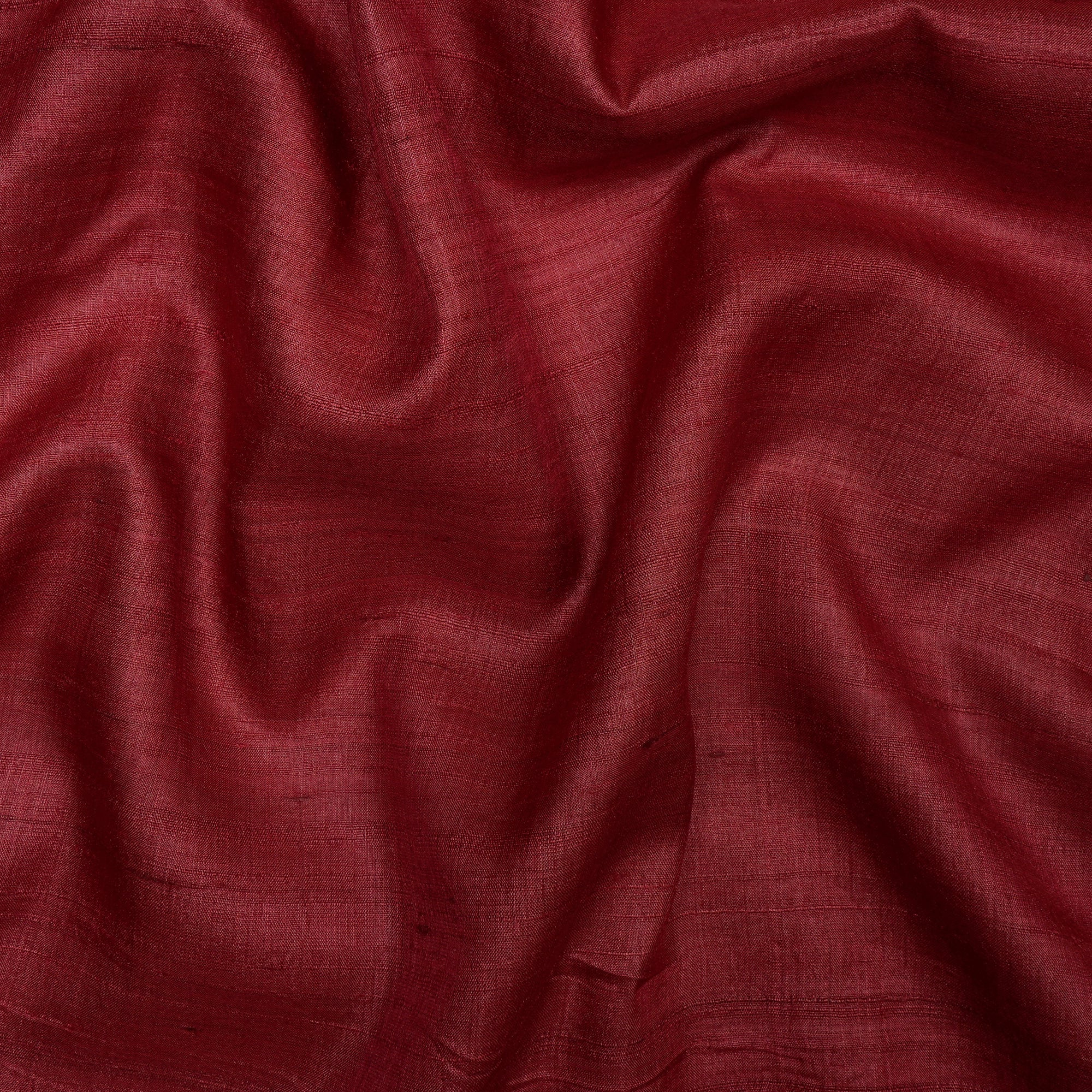 (Pre-Cut 2.50 Mtr) Maroon Desi Tussar Silk Fabric