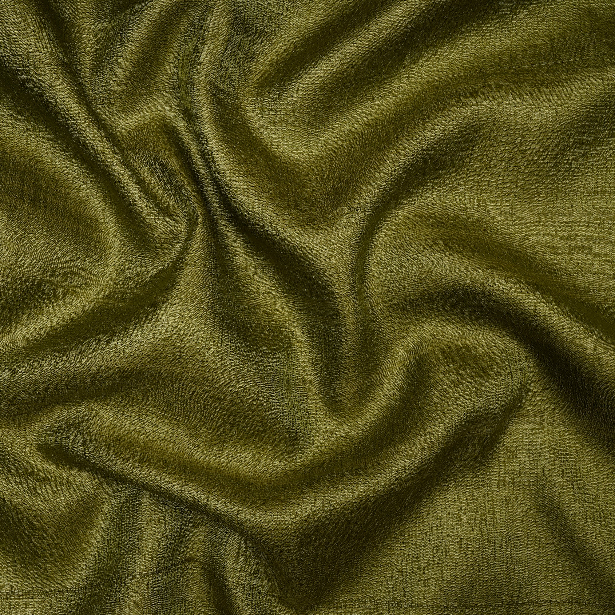 (Pre-Cut 3.80 Mtr) Green Color Tussar Silk Fabric