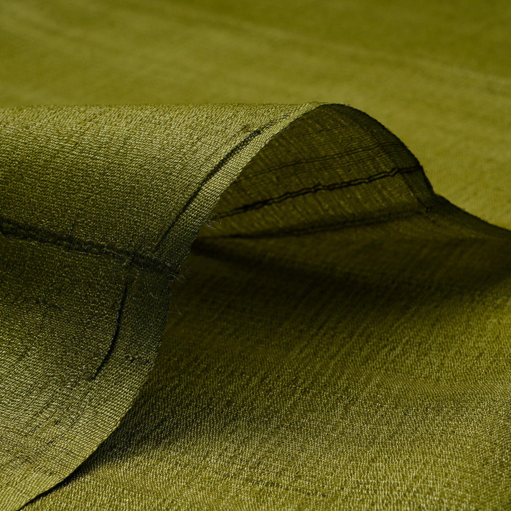 (Pre-Cut 3.80 Mtr) Green Color Tussar Silk Fabric