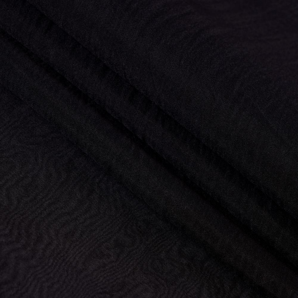 (Pre Cut 1.15 Mtr Piece) Black Color Organza Silk Fabric