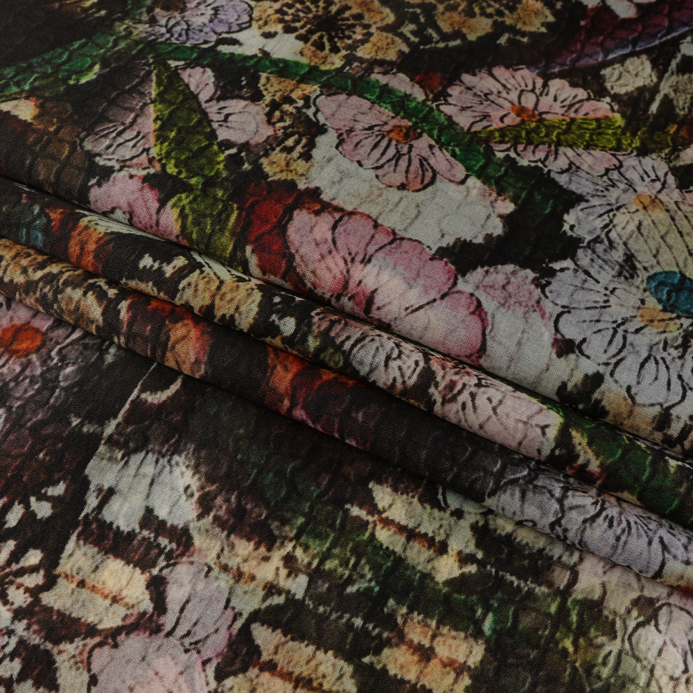 (Pre Cut 2 Mtr Piece) Multi Color Printed Silk Organza Fabric