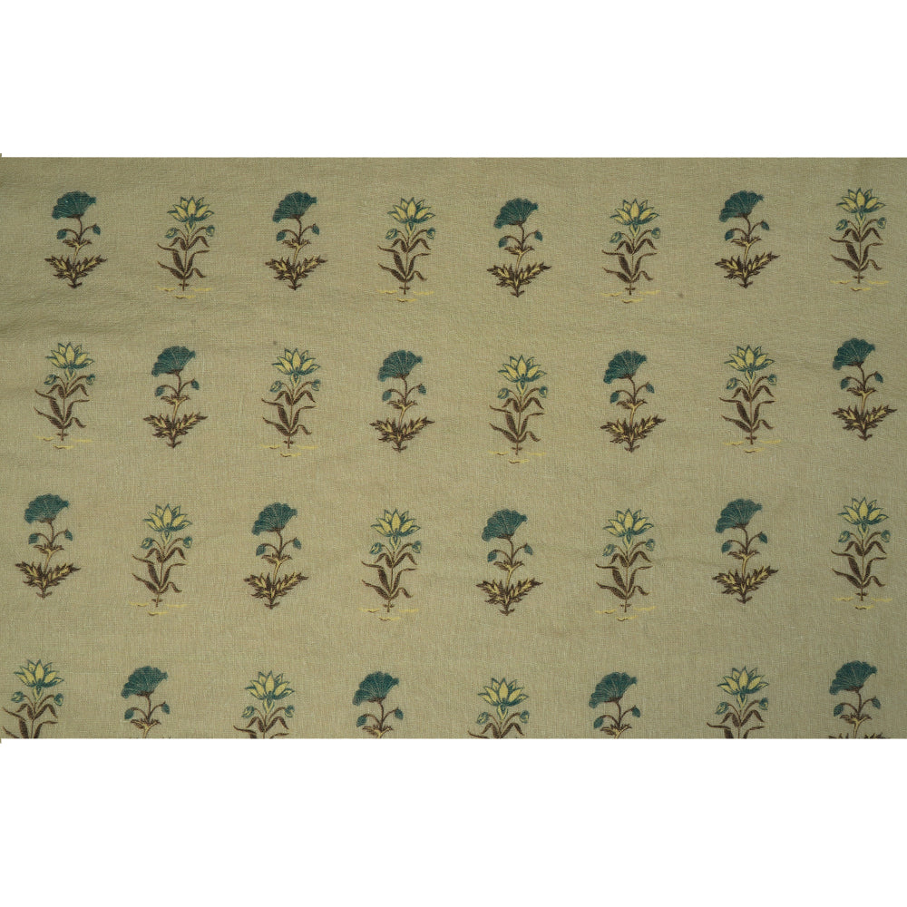 (Pre Cut 3 Mtr Piece) Light Green Color Digital Printed Gauze Linen Fabric