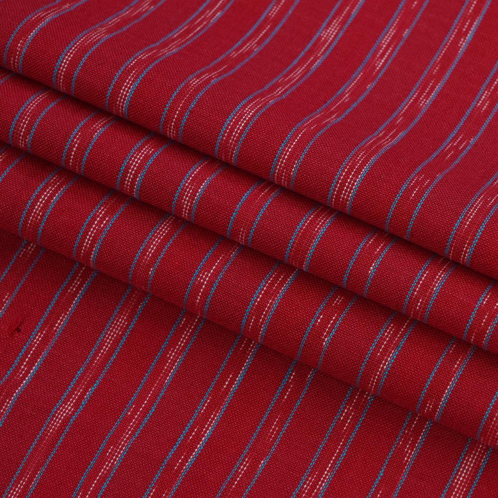 (Pre Cut Pre-Cut Fabrics>>Cut Piece Upto 1 Metre) Ruby Pink Color Handwoven Ikat Cotton Fabric