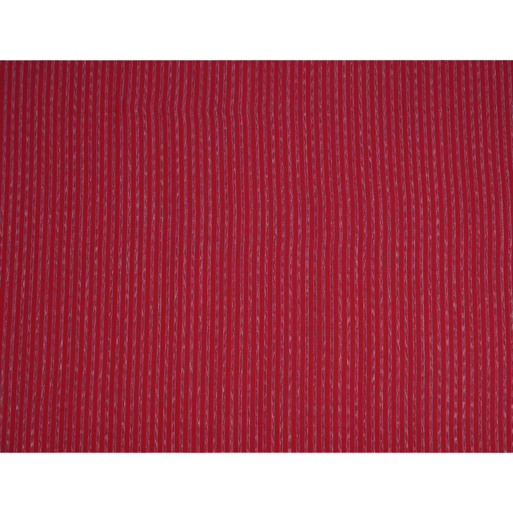 (Pre Cut Pre-Cut Fabrics>>Cut Piece Upto 1 Metre) Ruby Pink Color Handwoven Ikat Cotton Fabric