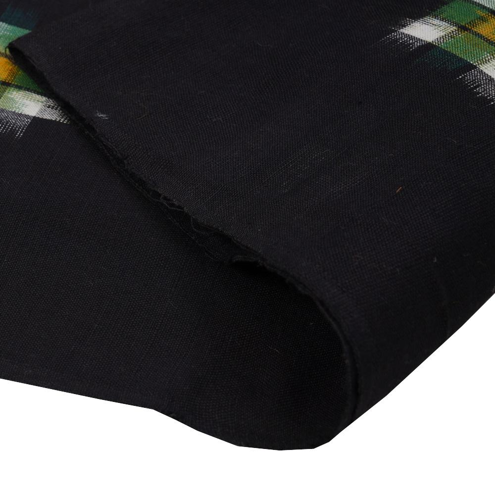 (Pre Cut 0.80 Mtr Piece) Black Color Handwoven Cotton Double Ikat Fabric