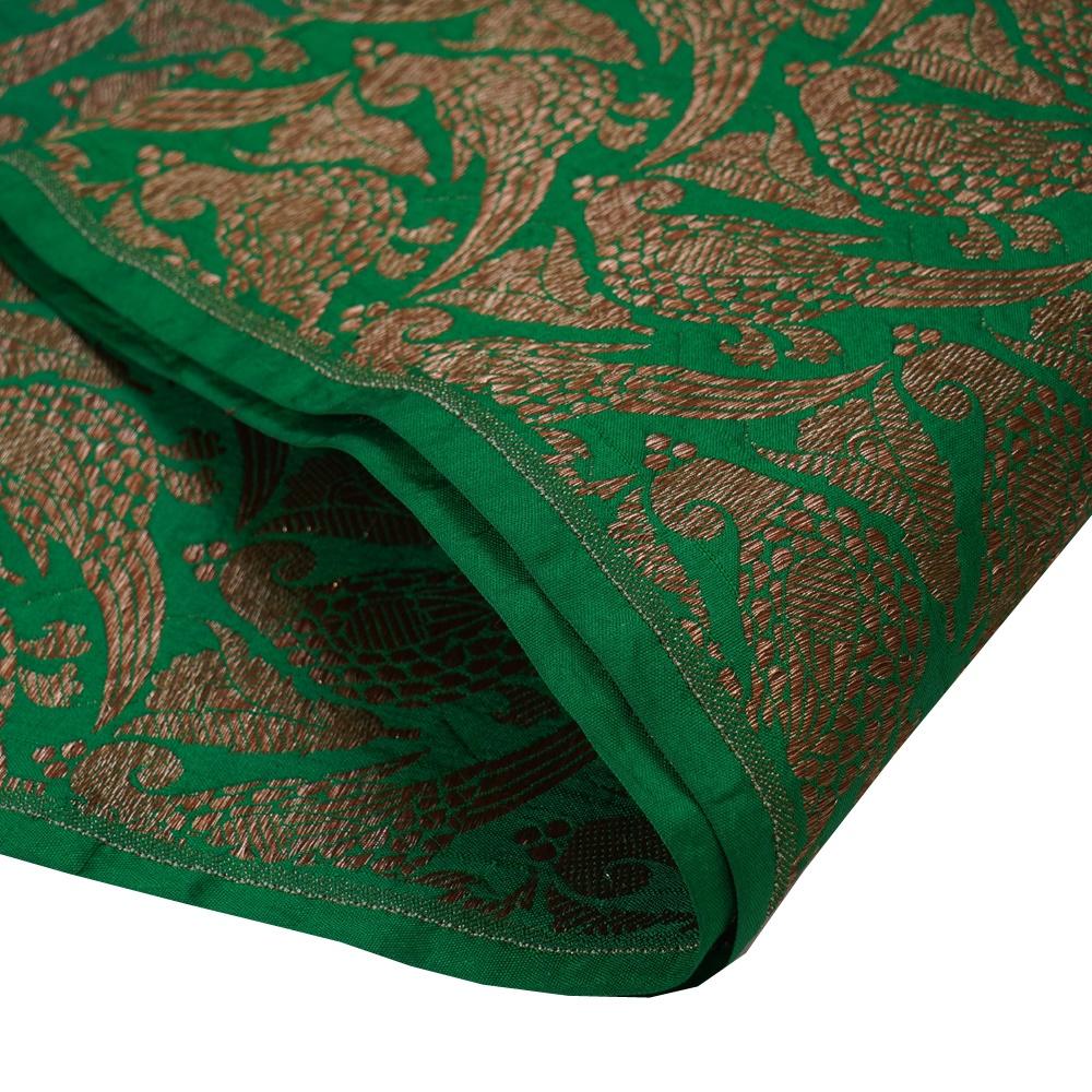 (Pre Cut 1.60 Mtr Piece) Green Color Handwoven Brocade Fabric