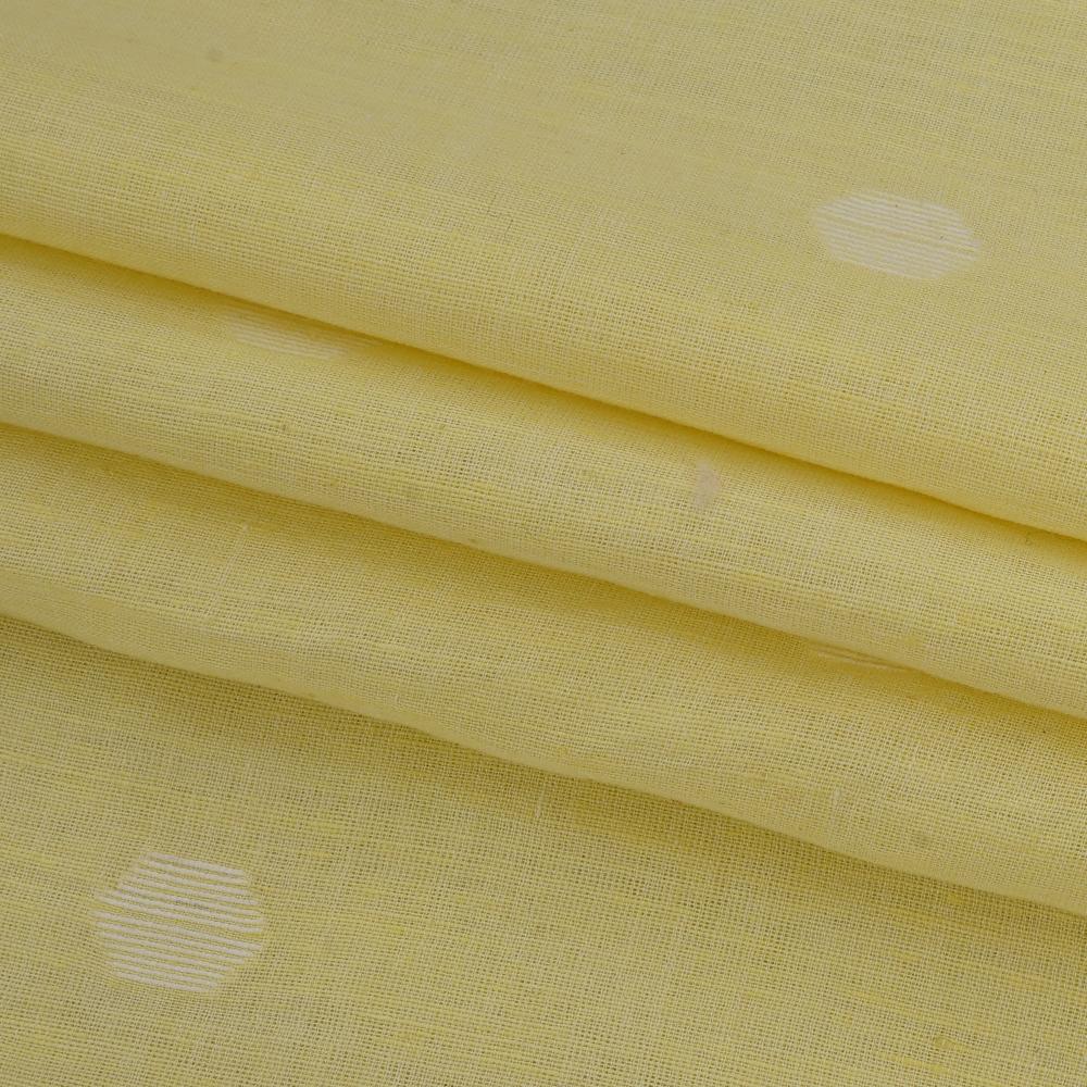 (Pre Cut 1.30 Mtr Piece) Blonde Yellow Color Handwoven Jamdani Cotton Fabric