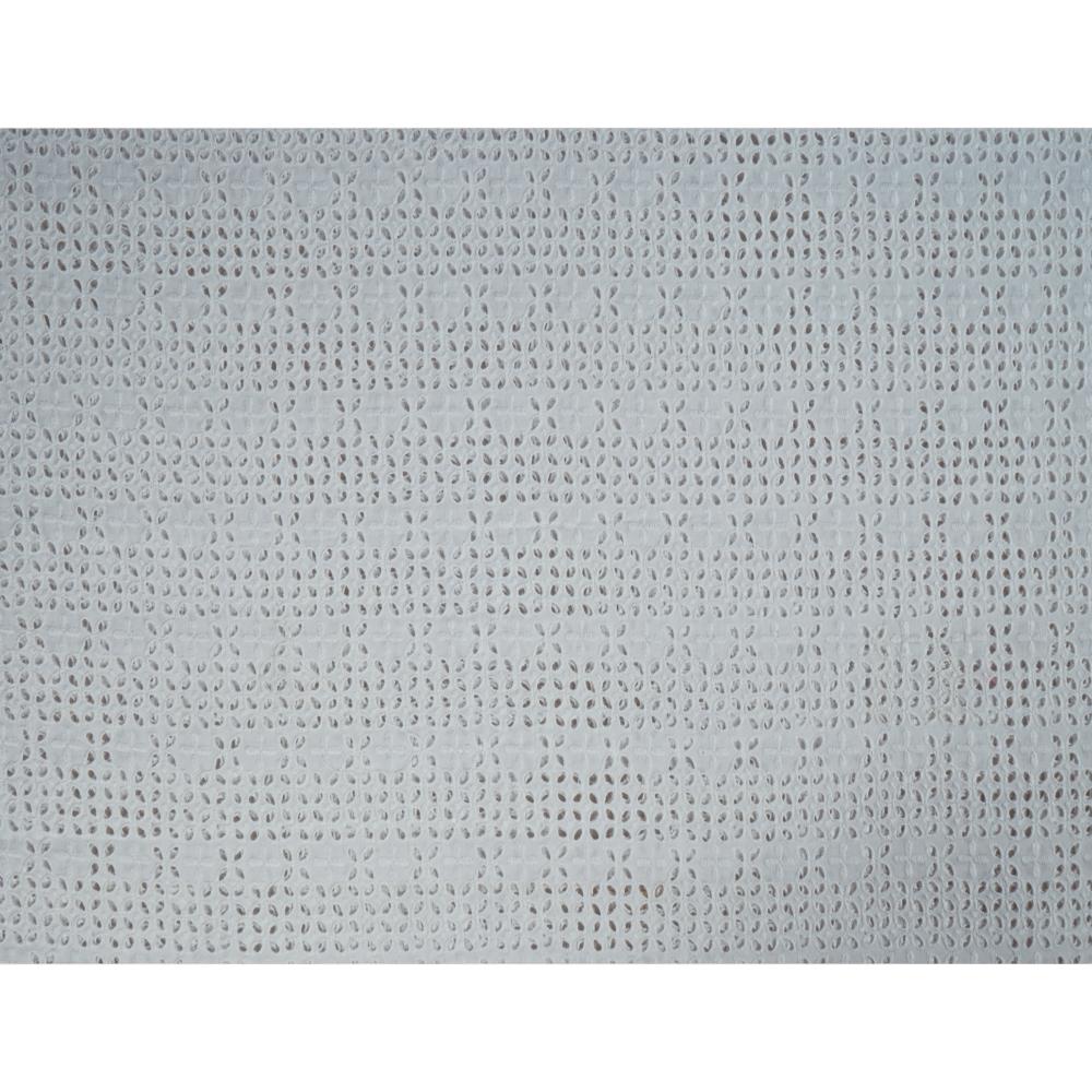 (Pre Cut 2.80 Mtr Piece) White Color Embroidered Cotton Voile Fabric