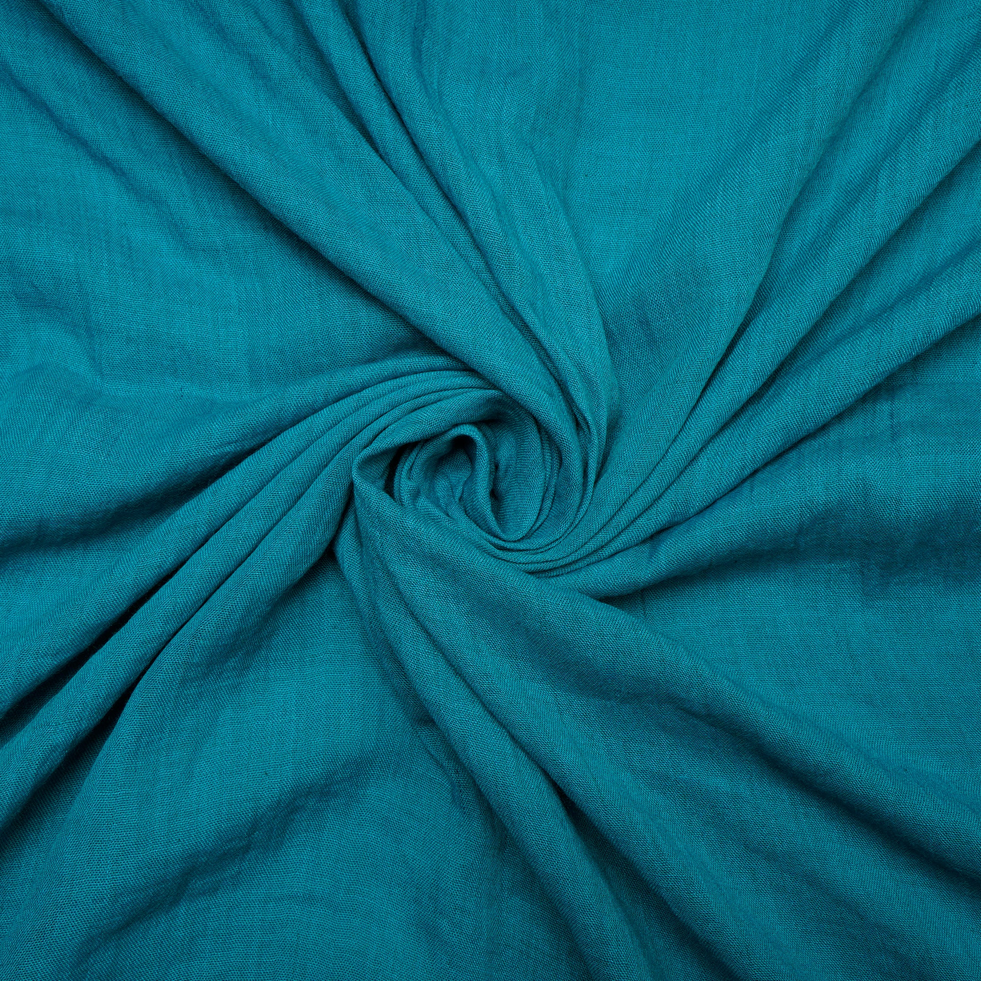 (Pre-Cut 2.15 Mtr )Eastern Blue Color Cheese Cotton Fabric