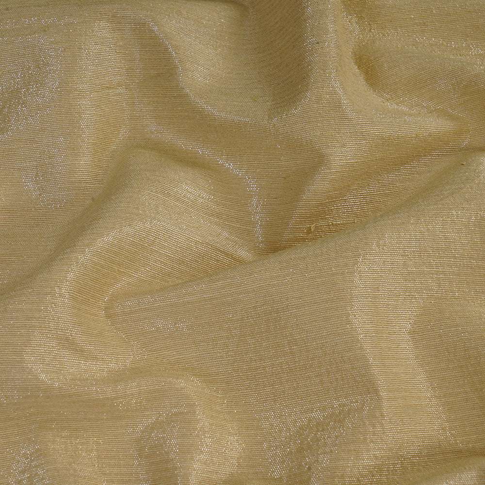 (Pre Cut 4.10 Mtr Piece) Metallic Olive Color Metallic Lurex Silk Fabric