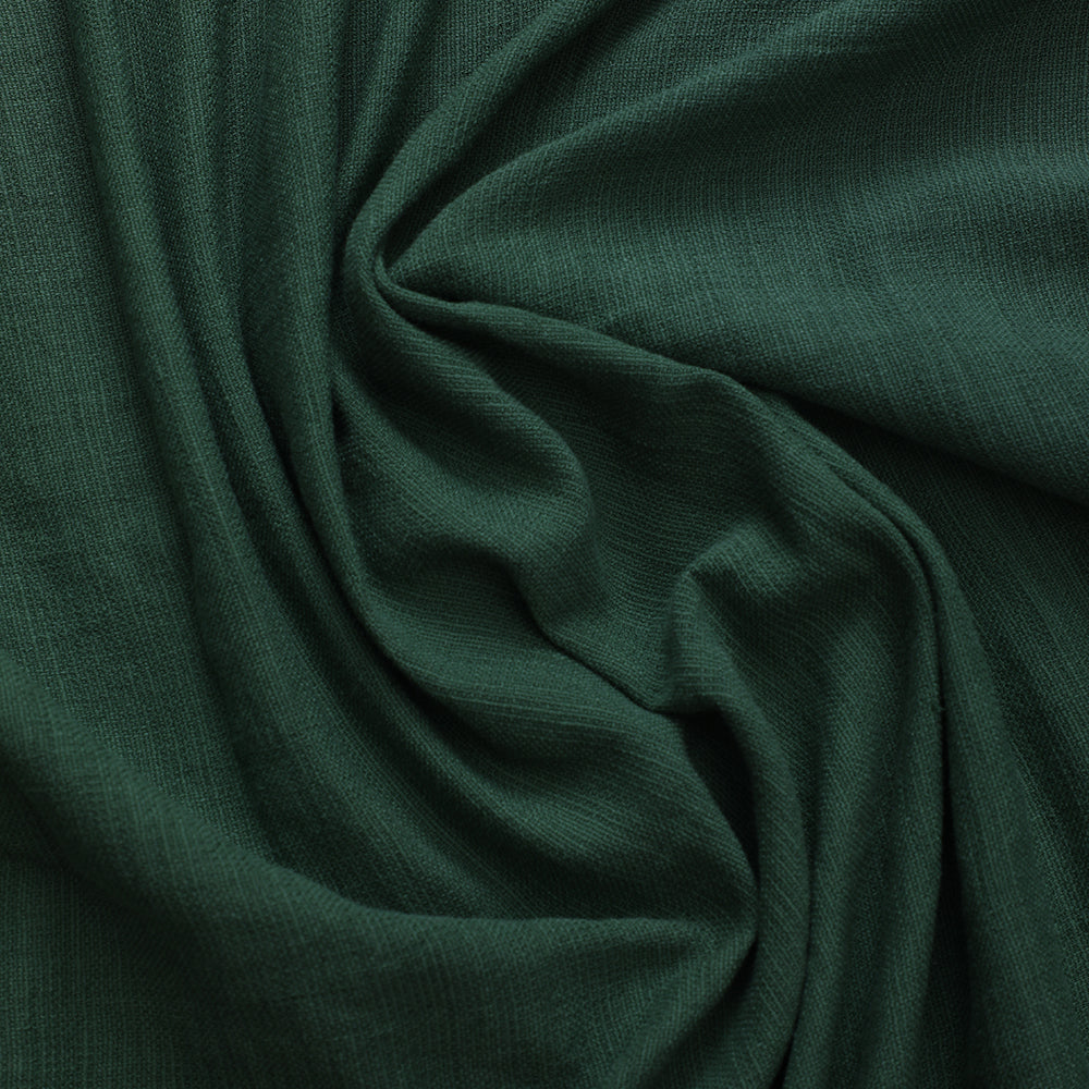 (Pre ut 1.50 Mtr) Dark Green Color Cotton Viscose Slub Fabric