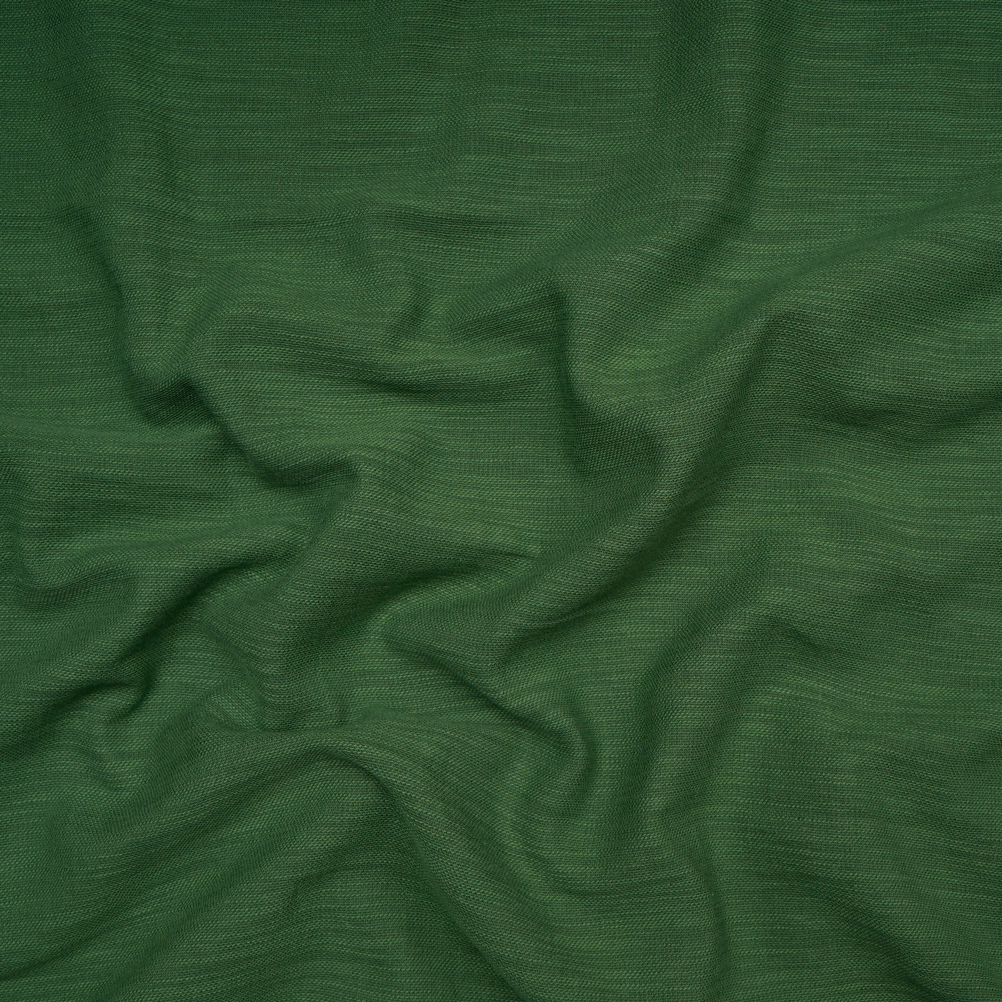 (Pre cut 2.00 Mtr) Dark Green Color Cotton Viscose Slub Fabric