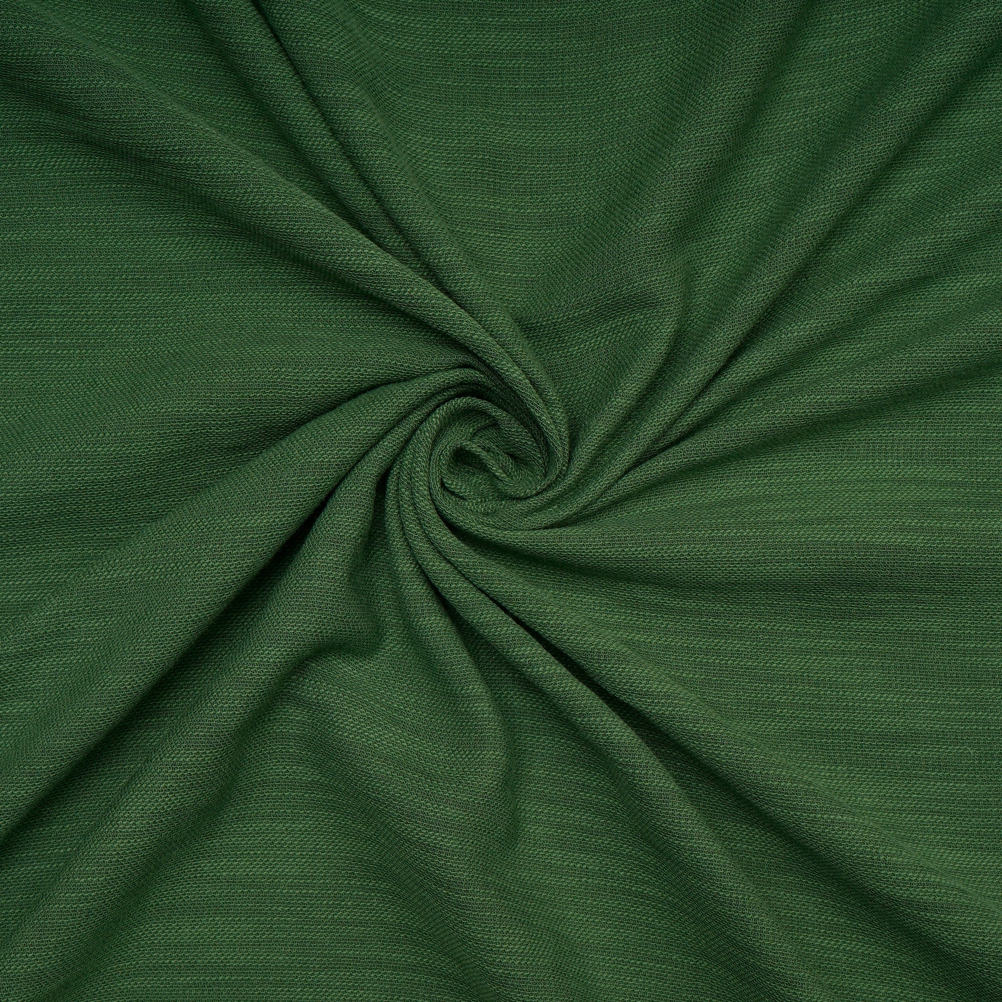 (Pre cut 2.00 Mtr) Dark Green Color Cotton Viscose Slub Fabric