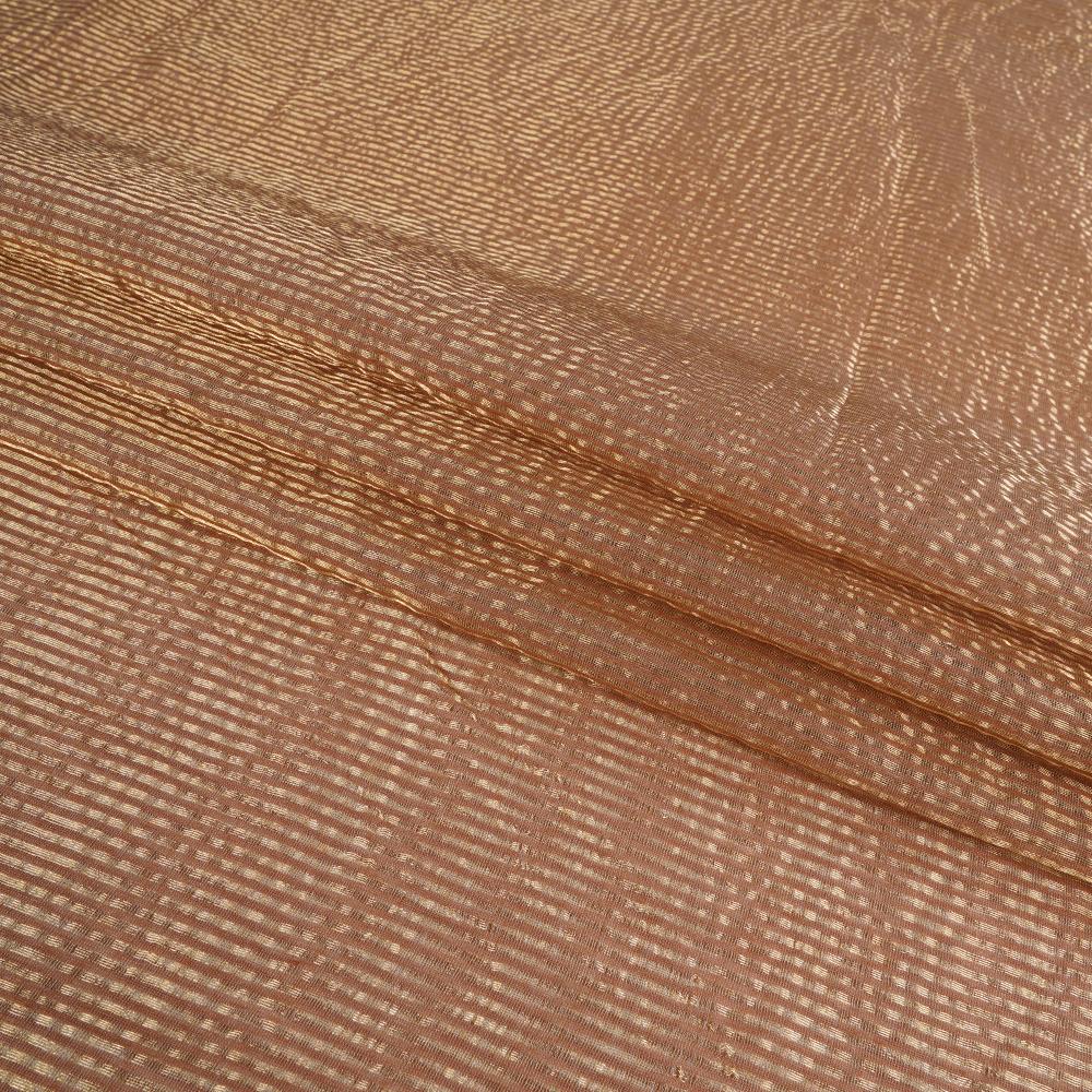 (Pre Cut 2.50 Mtr Piece) Golden Color Banarasi Tissue Silk Fabric