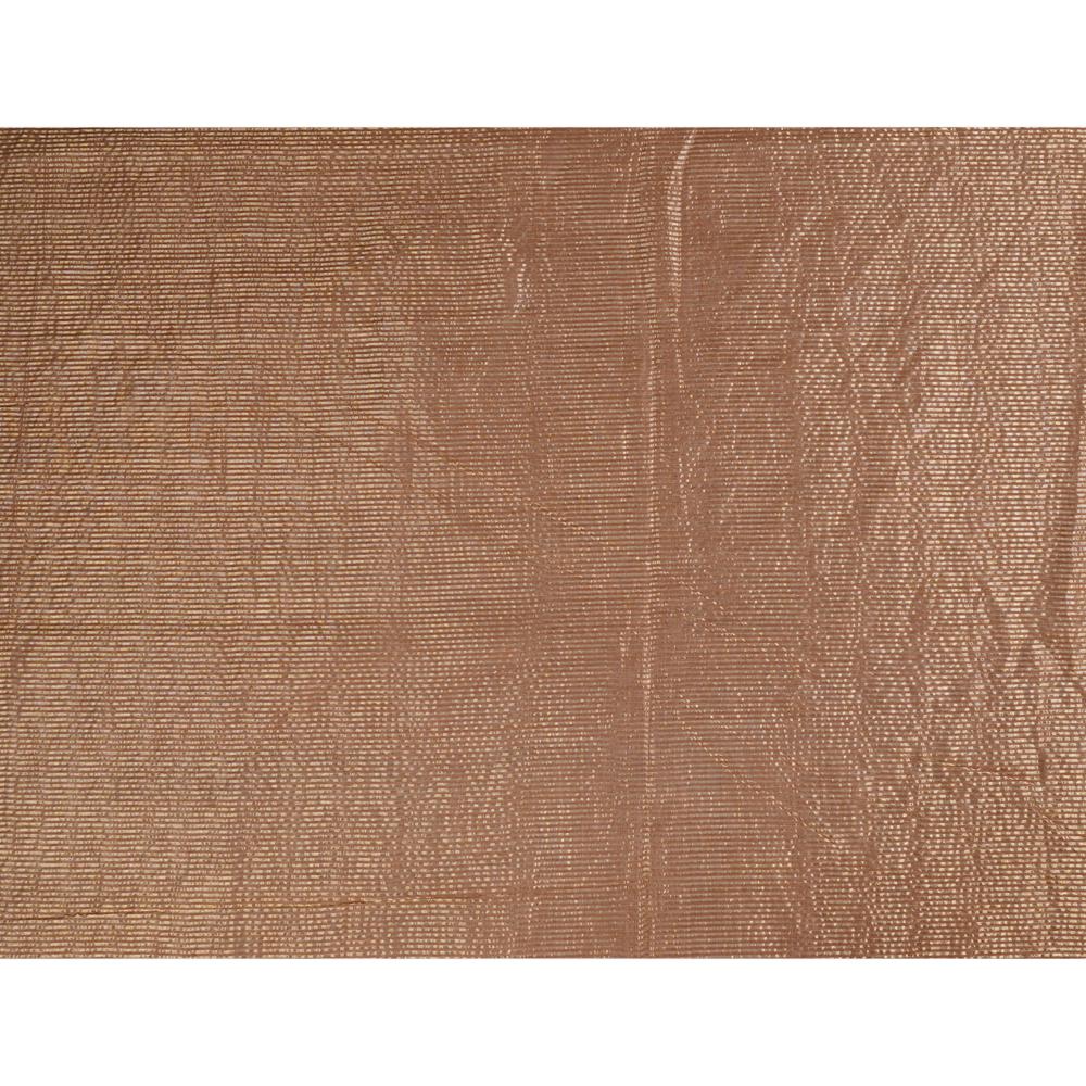(Pre Cut 2.50 Mtr Piece) Golden Color Banarasi Tissue Silk Fabric