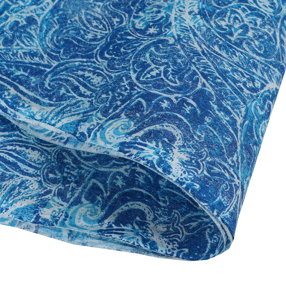 (Pre Cut 2.40 Mtr Piece) Blue Color Printed Tussar Chanderi Fabric