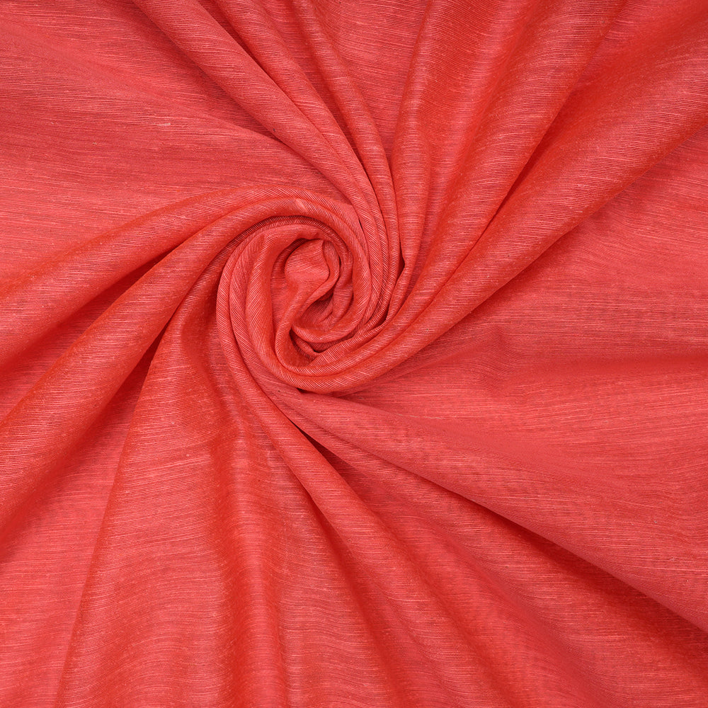 (Pre-Cut 2.25 Mtr) Orange Color Natural Noile Silk Fabric