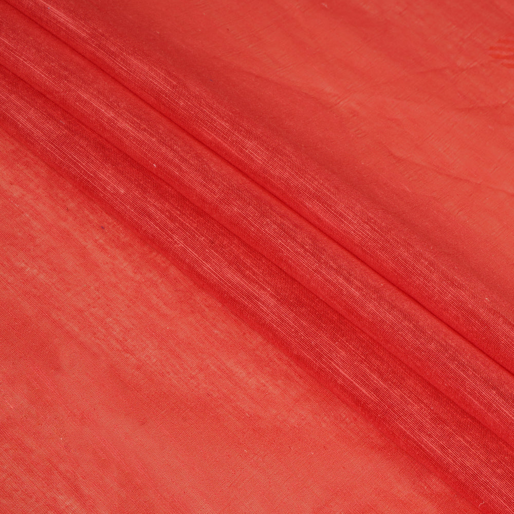 (Pre Cut 4.50 Mtr Piece) Red Color Natural Noile Silk Fabric