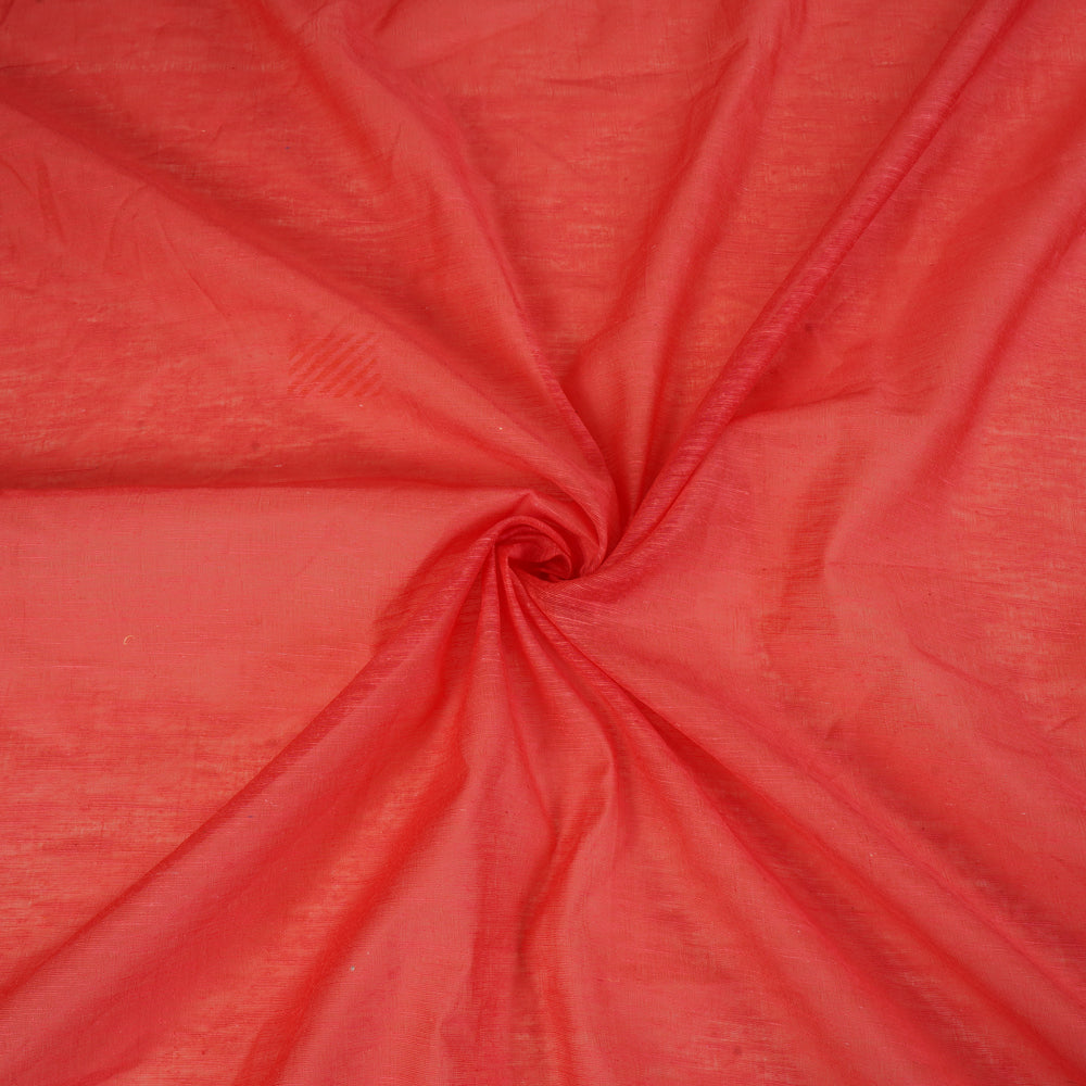 (Pre Cut 4.50 Mtr Piece) Red Color Natural Noile Silk Fabric