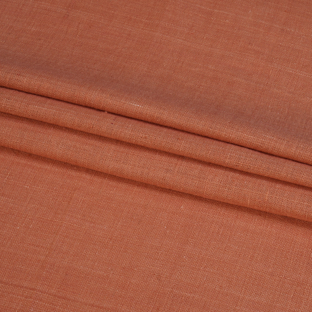 (Pre Cut 0.45 Mtr Piece) Orange Color Yarn Dyed Cotton Muslin Fabric