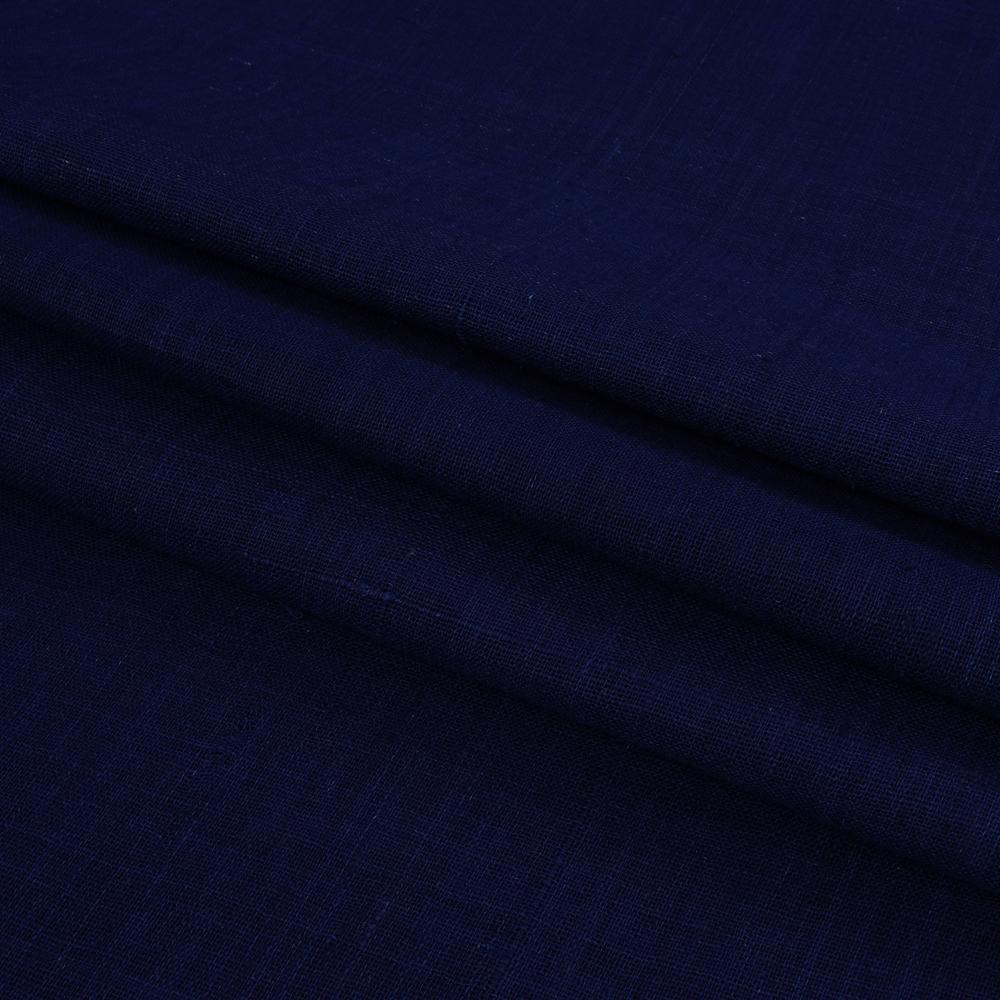 (Pre Cut 2.90 Mtr Piece) Navy Blue Color Yarn Dyed Cotton Muslin Fabric