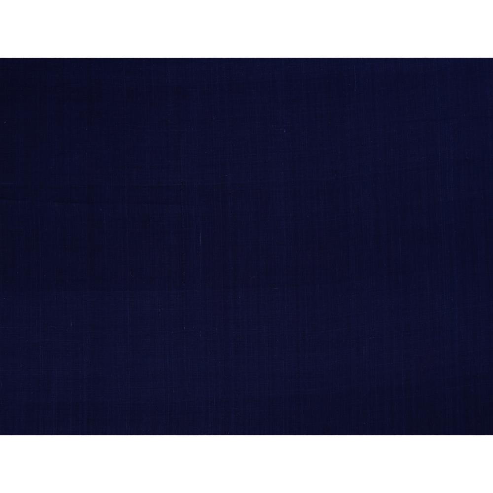 (Pre Cut 2.90 Mtr Piece) Navy Blue Color Yarn Dyed Cotton Muslin Fabric