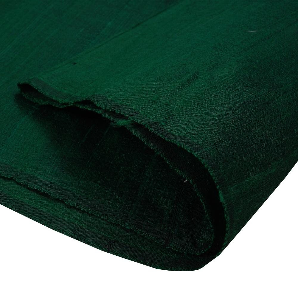 (Pre Cut 2.85 Mtr Piece) Green Color Dupion Silk Fabric