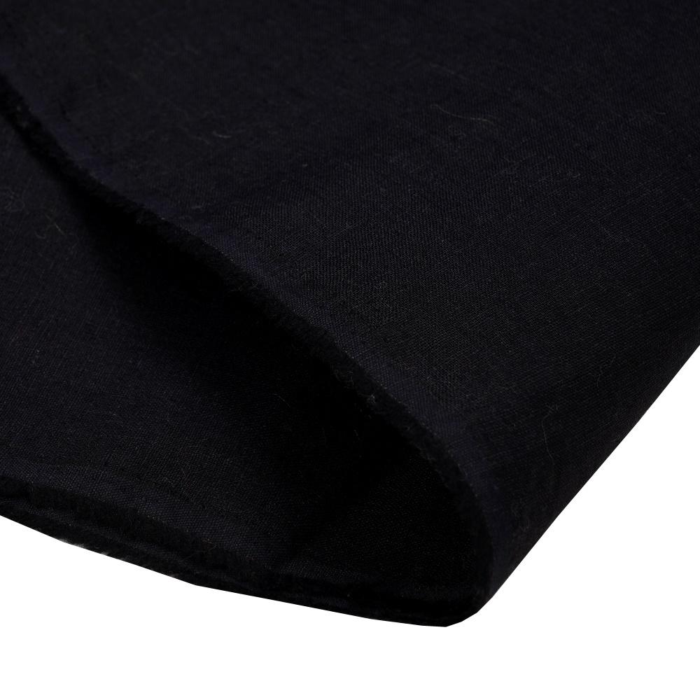 (Pre Cut 1.60 Mtr Piece) Black Color Linen Fabric