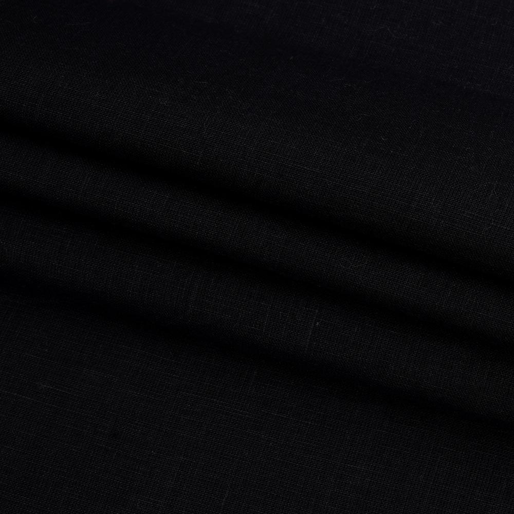 (Pre Cut 1.60 Mtr Piece) Black Color Linen Fabric