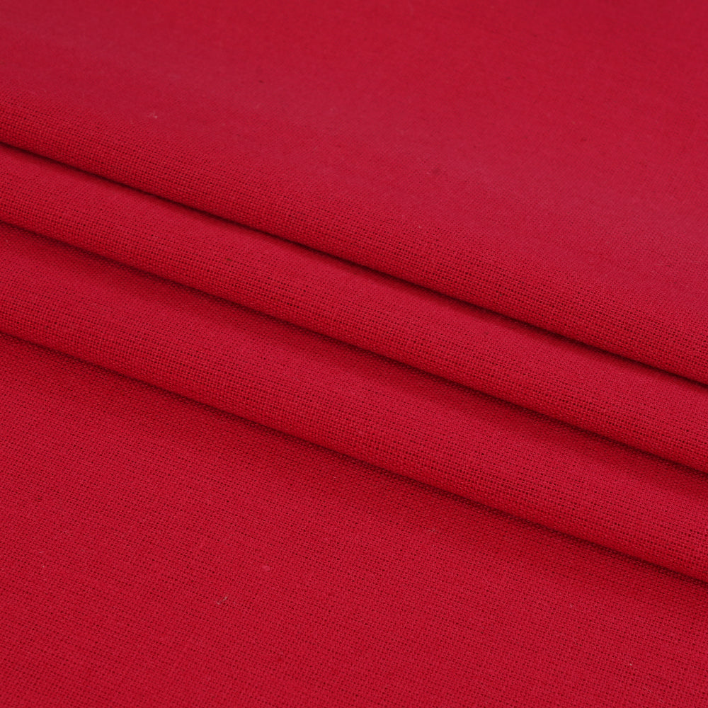 (Pre Cut 1.30 Mtr Piece) Red Color Handloom Cotton Fabric